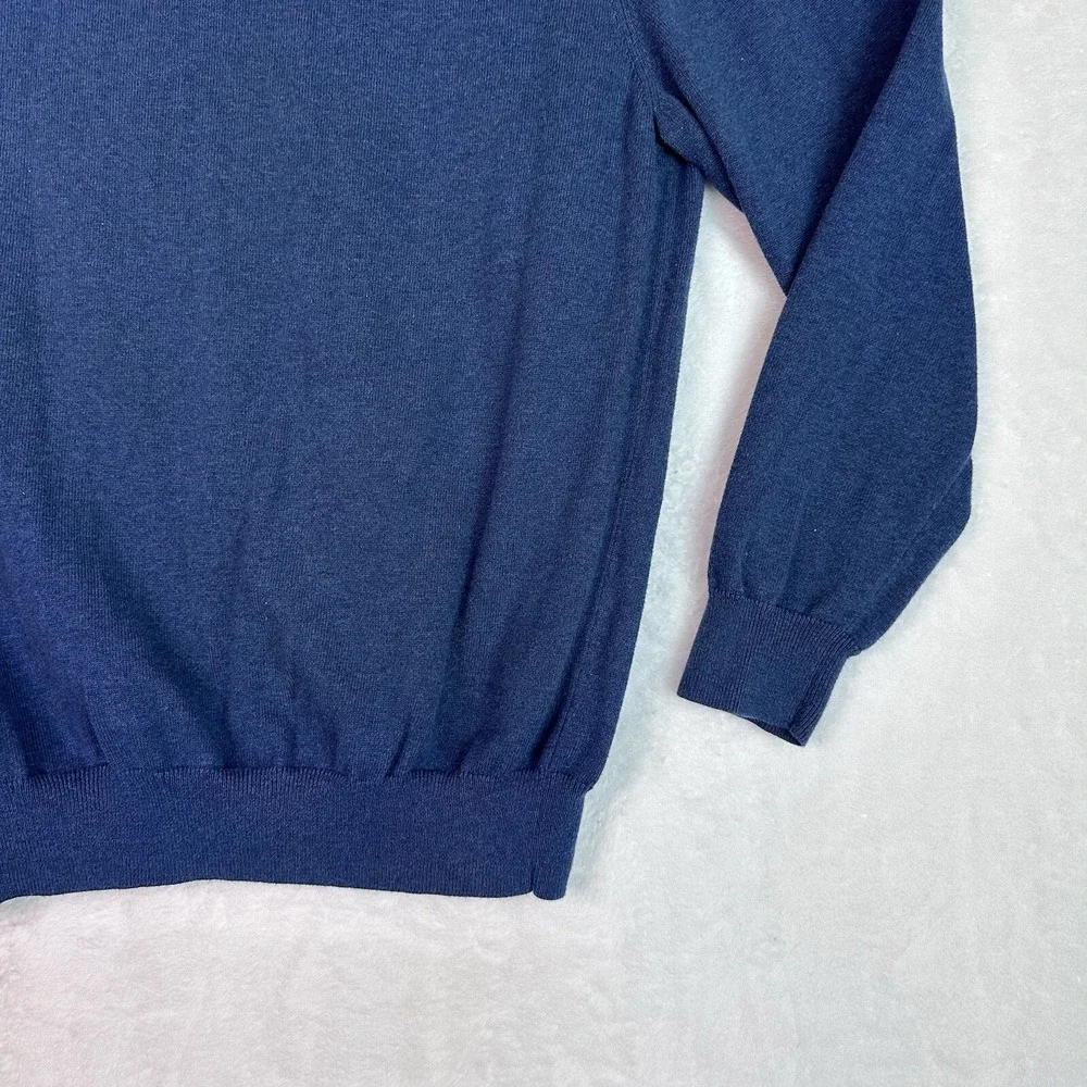 Jos A Bank Mens 1/4 Zip Size XL Blue Pima Cotton Sweater EUC